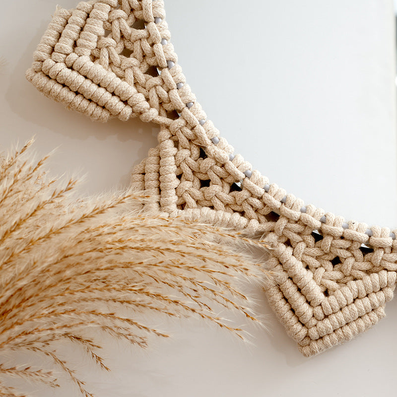Decorative Macramé Wall Mirror with Floral Design Kalsten