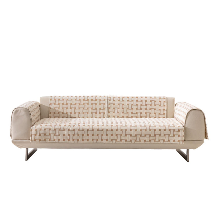 Three-seater sofa with geometric jacquard cover and sleek metal legs Kalsten