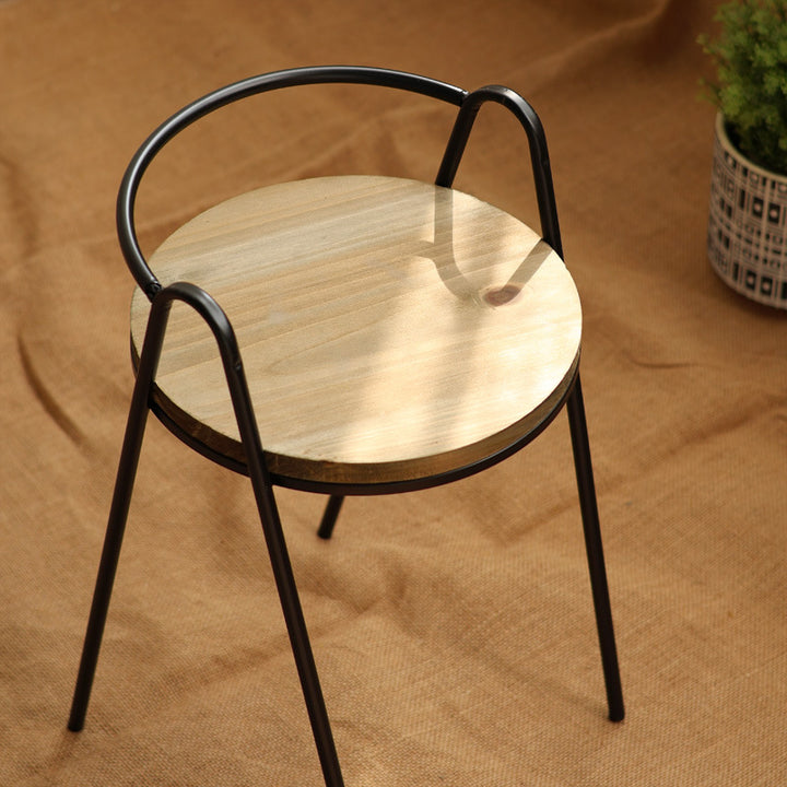 Modern stool with wooden seat and metal frame Kalsten