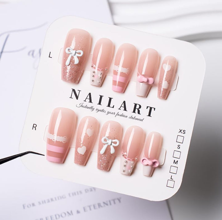 Artistic Press-On Nail Set with Cute Character Designs Kalsten