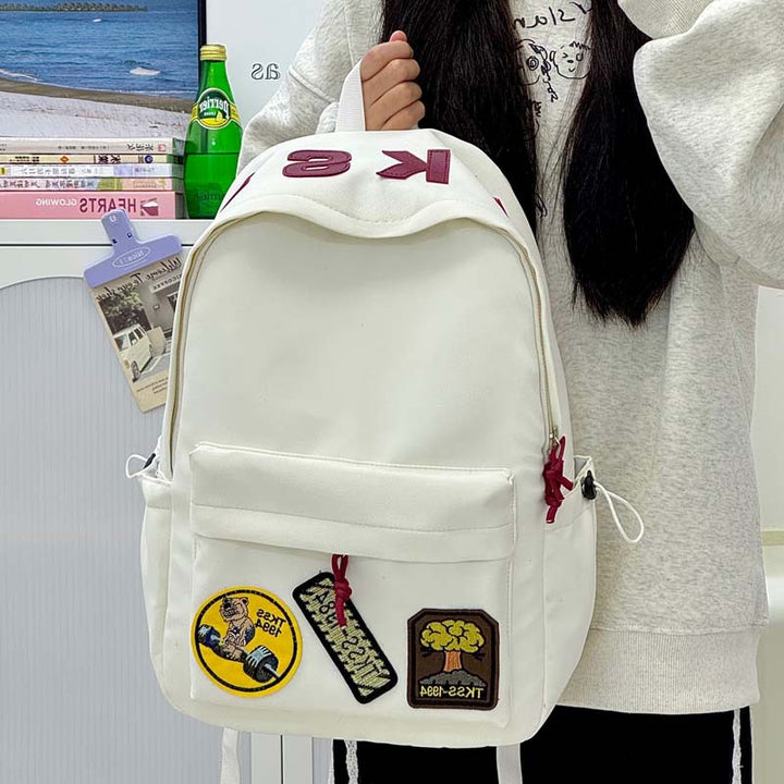 Stylish Embroidered Patch Backpack