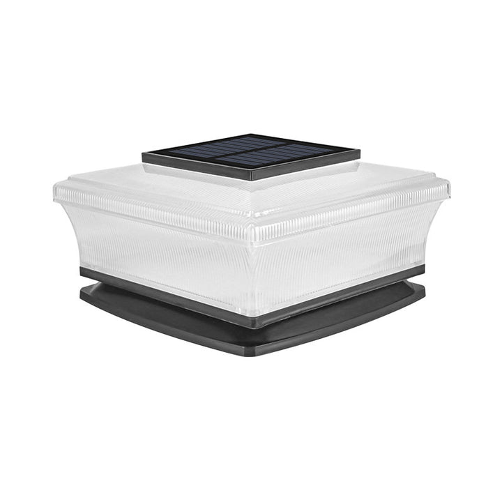 Low-Profile Solar-Powered Square Deck And Fence Post Cap Light With Frosted Diffuser And Integrated Solar Panel Kalsten