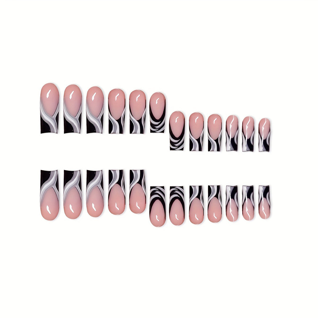 Artistic Press-On Nail Extensions with Marble Design Kalsten