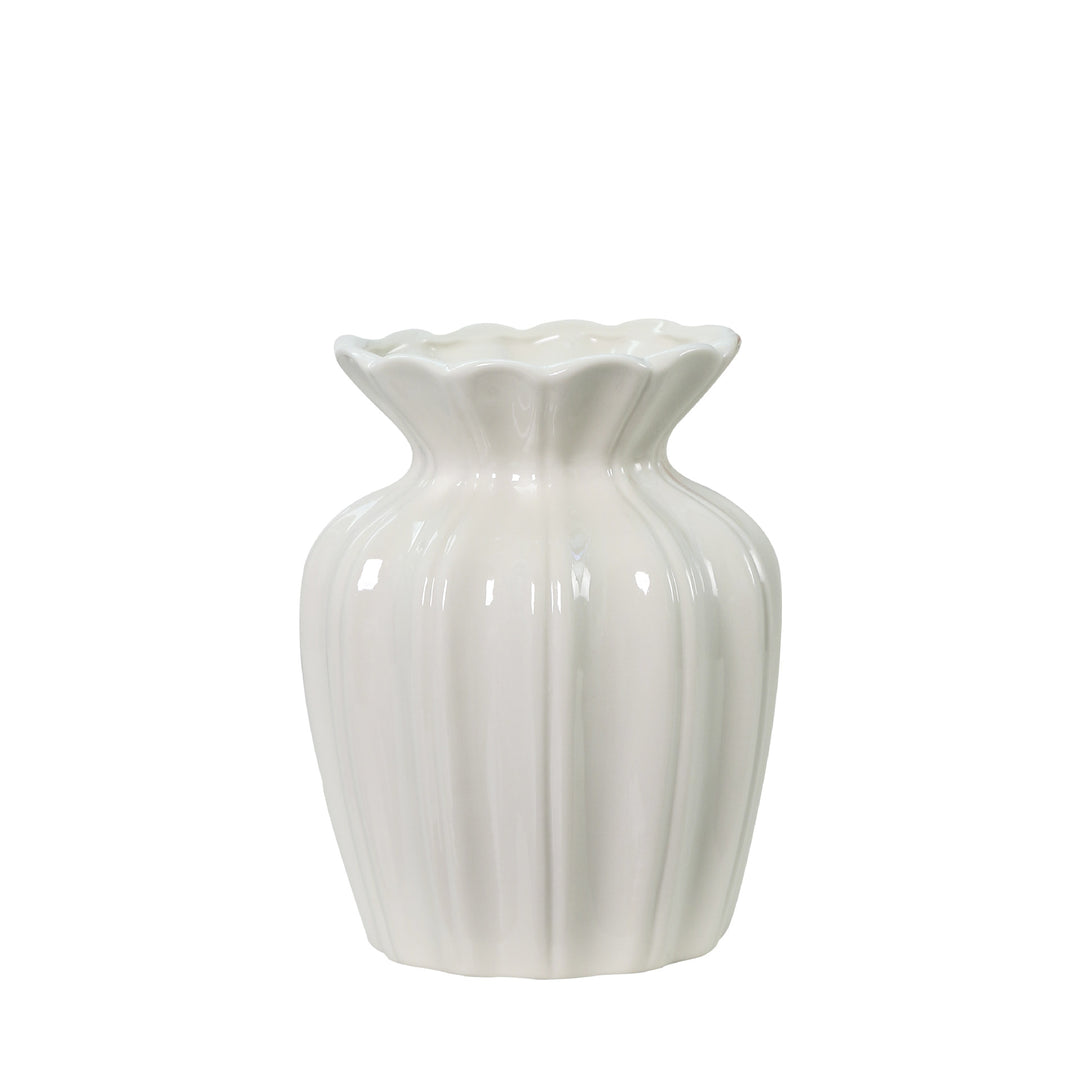 Fluted Ceramic Decorative Flower Vase Kalsten