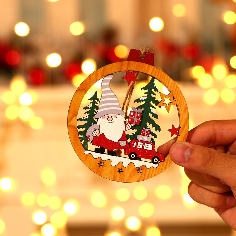 Decorative Wooden Santa Scene Ornament Kalsten