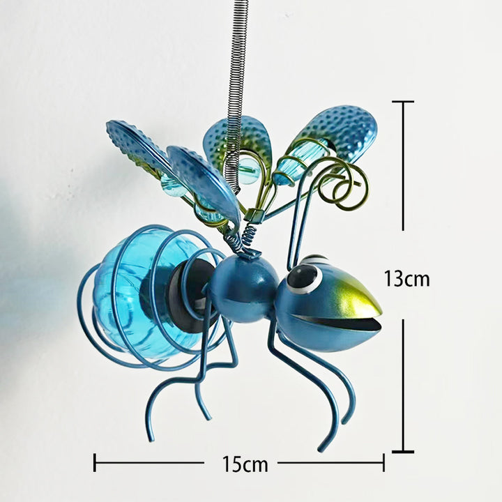 Whimsical Hanging Glass Bee Solar Garden Lantern Ornament Kalsten