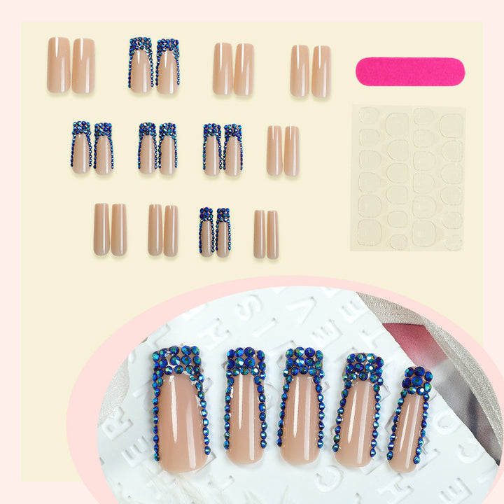 Designer Press-On Nail Set with Rhinestone Accents kalsten