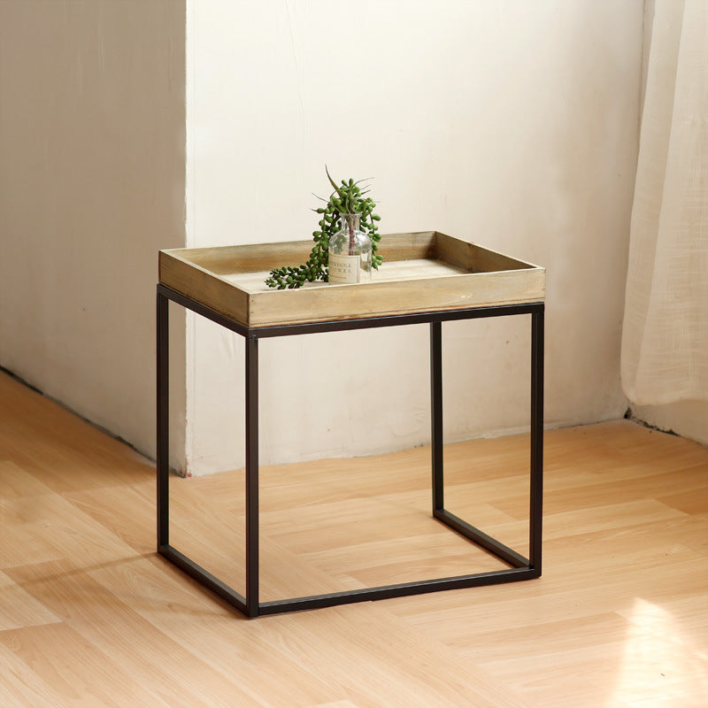 Modern side table with wooden tray Kalsten