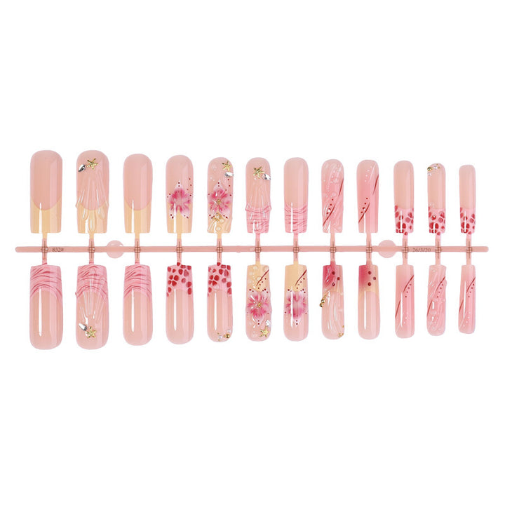 Fake nail set with floral and glittering decorations Kalsten