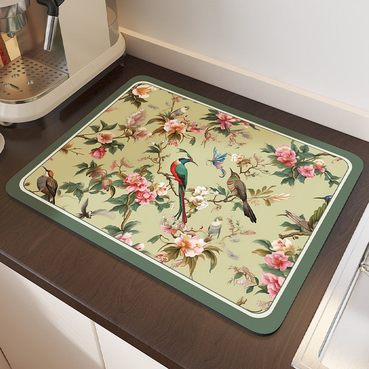 Floral Pattern Kitchen Drain Mat Kalsten