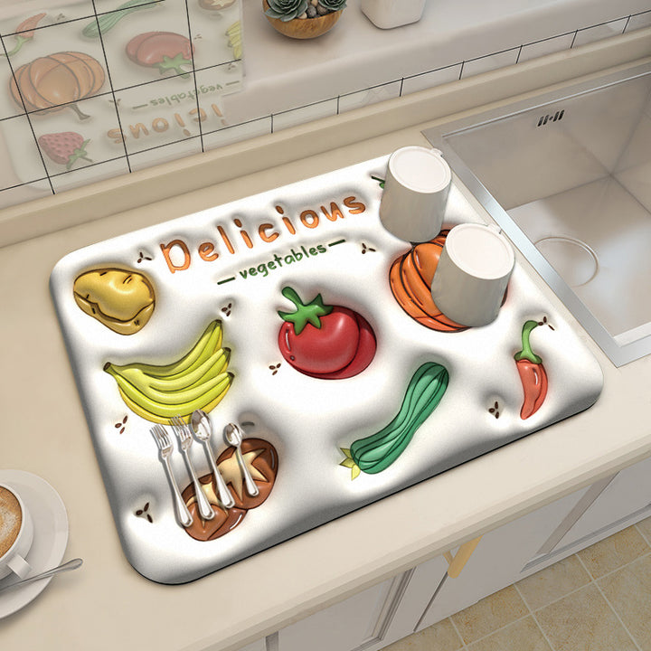 Decorative Soft Floral Patterned Kitchen Mat
