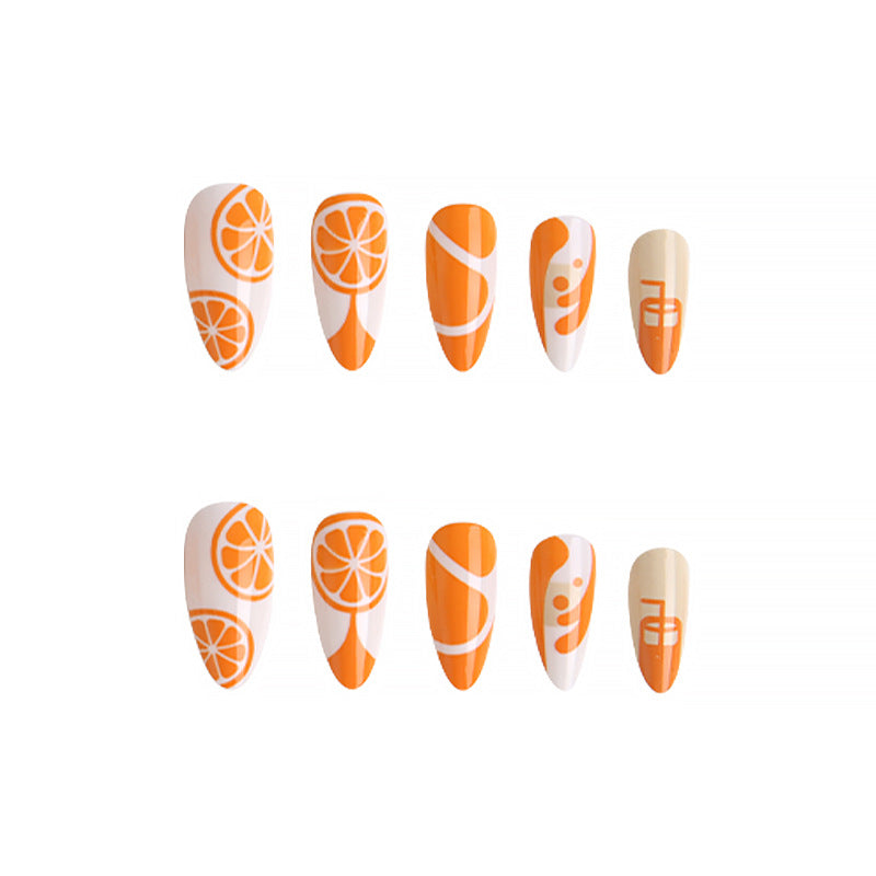 Artificial Nail Set with Fruity Orange Design Kalsten