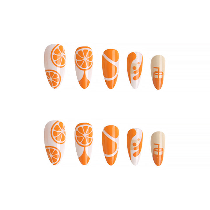 Artificial Nail Set with Fruity Orange Design Kalsten