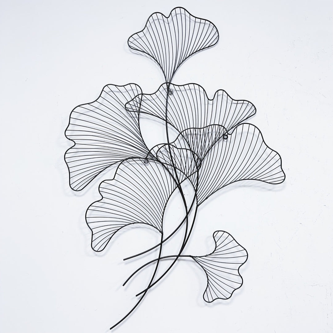Elegant Ginkgo Leaf Metal Wall Sculpture Kalsten