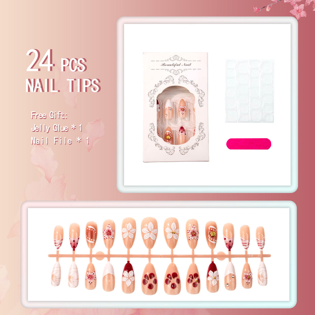 Artistic Floral-Decorated Press-On Nails
