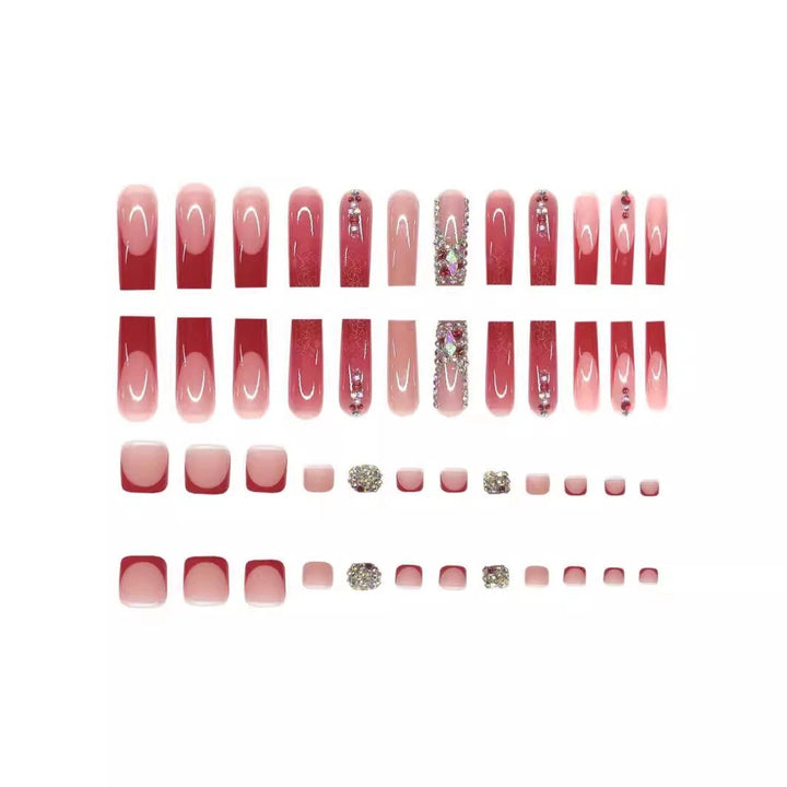 Decorative 3D Press-On Nail Art with Gemstone Accents Kalsten 1788434622