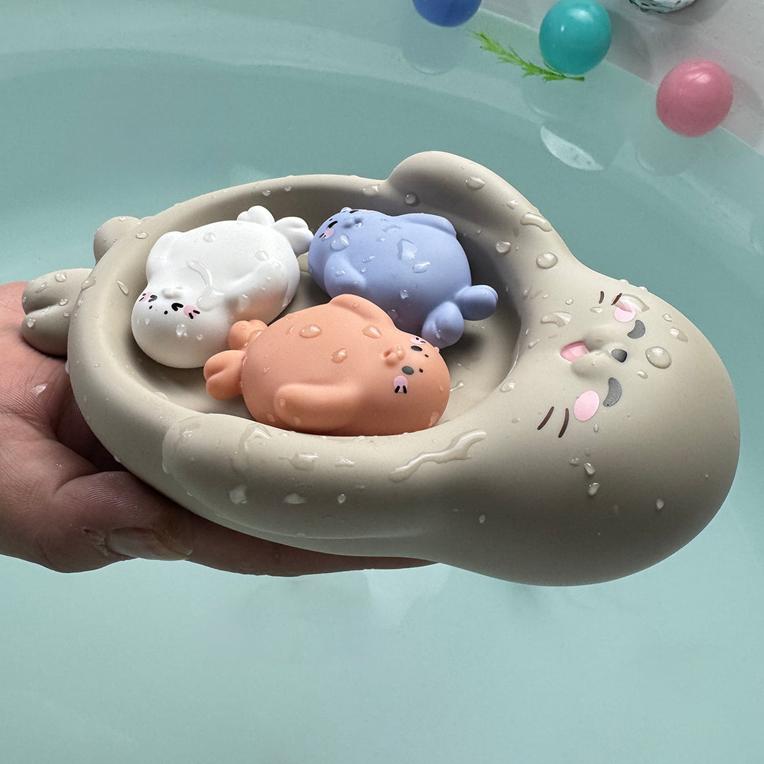 Unisex Bath Fun Toy Set with Cute Hippopotamus Figures Kalsten