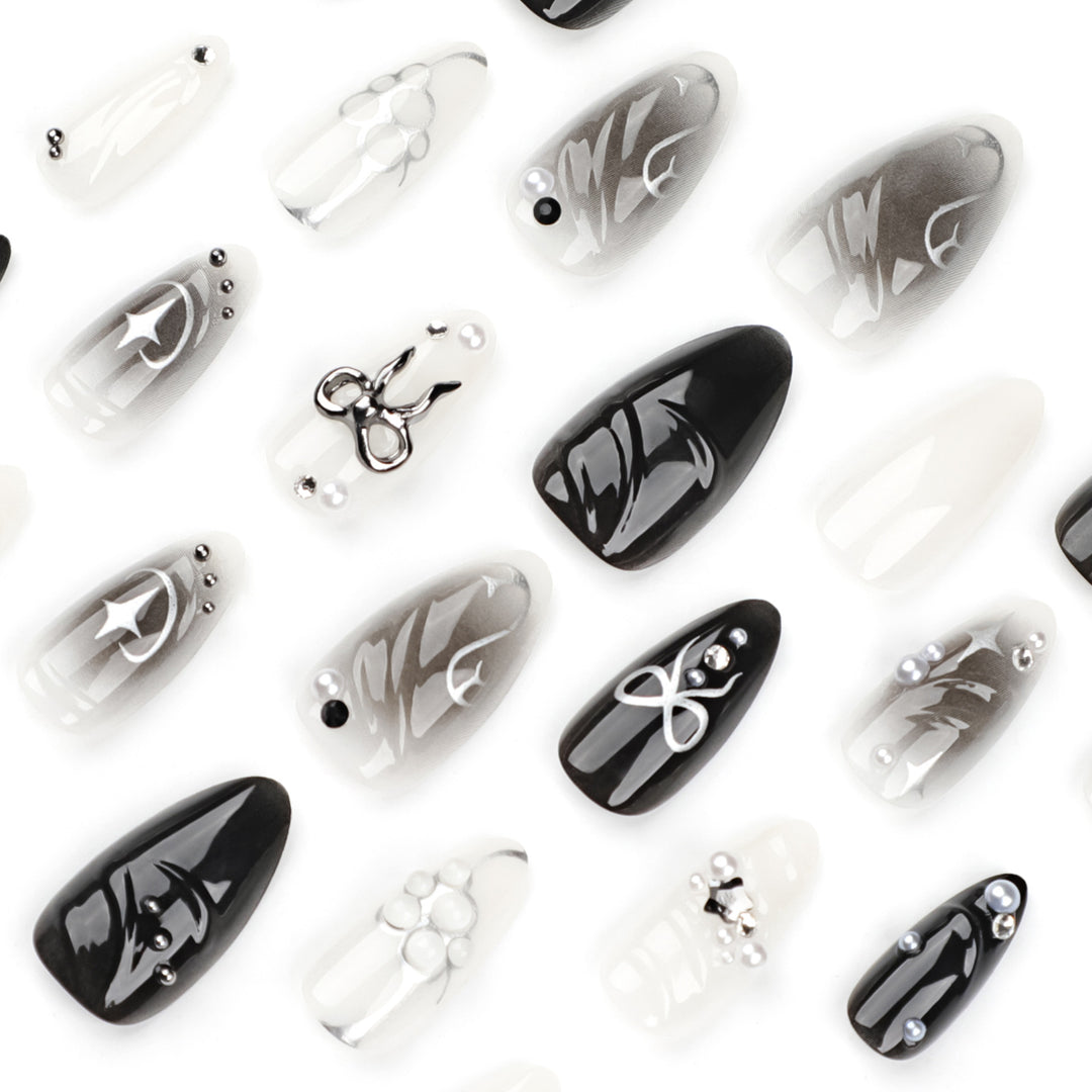 Elegant artificial nails with modern design and glitter accents Kalsten