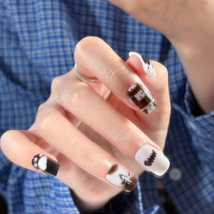 Artificial nails with elegant ombre effect and glitter coating Kalsten