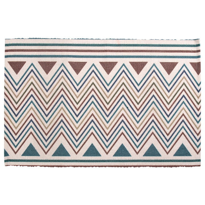 Flat-woven decorative living room rug with geometric ethnic medallion Kalsten