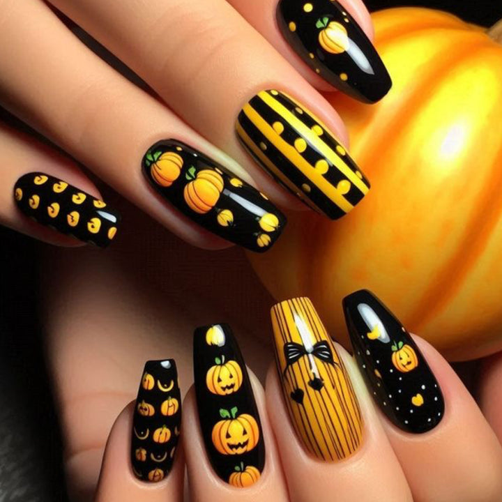 Festive Halloween Pumpkin Nail Art Extensions Kalsten