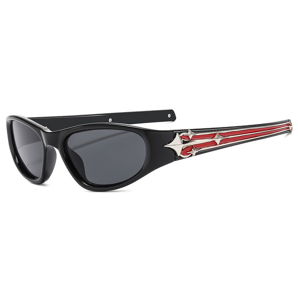 Fashion-Forward Shield Sunglasses with Decorative Frame Design Kalsten