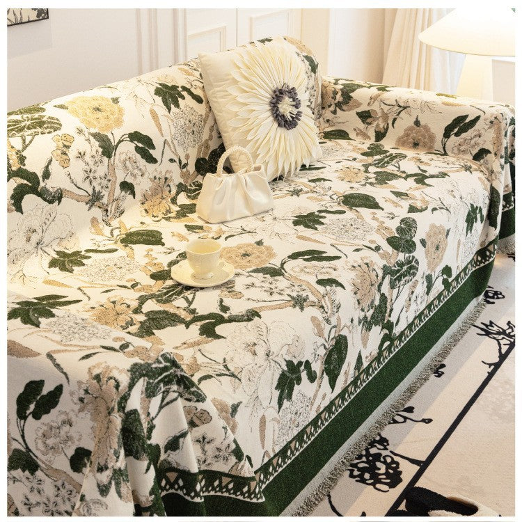 Decorative Floral Print Sofa Throw Cover