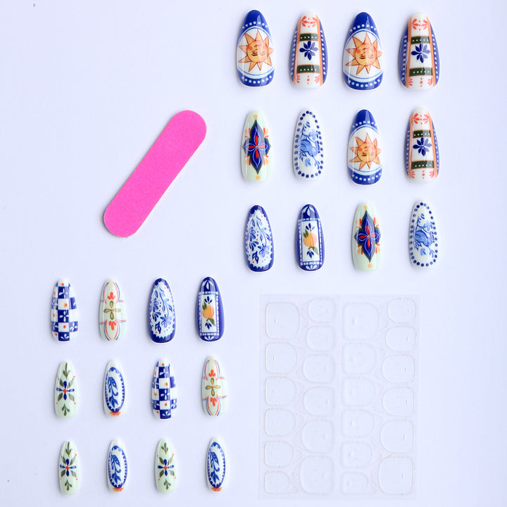Artificial nails with handmade floral design Kalsten