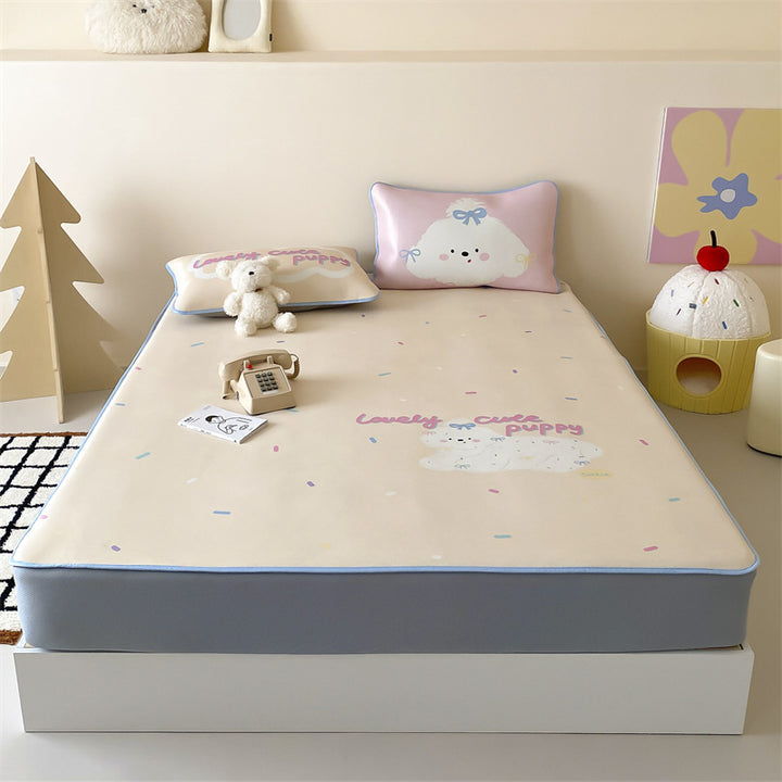 Child mattress topper with cute elephant print and non-slip bottom