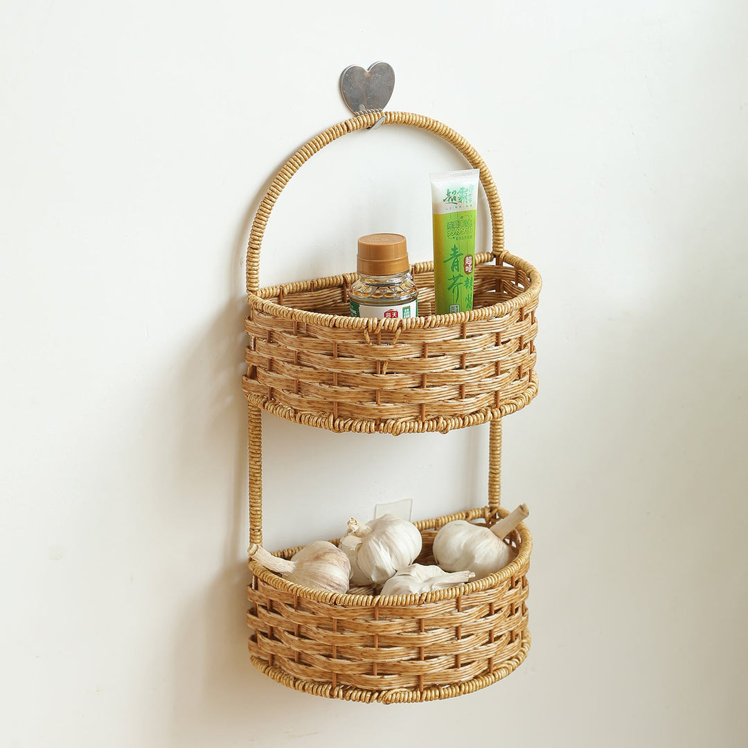 Double-Tiered Wicker Storage Basket Kalsten