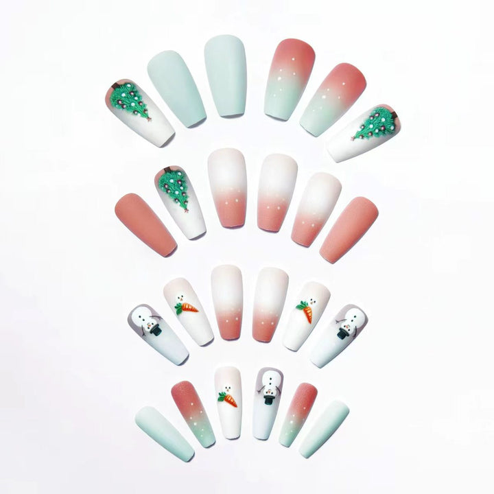 Artificial nails with winter snowman design Kalsten