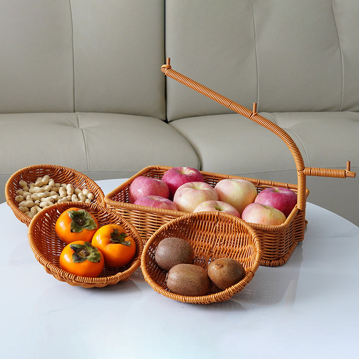 Two-Tiered Woven Fruit Display Stand Kalsten