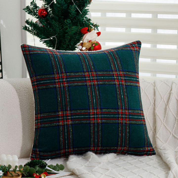 Checked decorative cushion cover in tartan look made of soft microfleece Kalsten