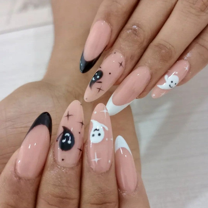 Artful Ghost-Themed Press-On Nails Kalsten