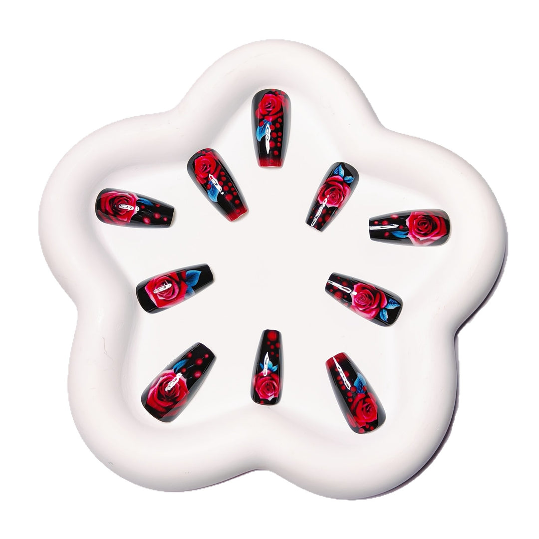 Elegant and Creative Art Nails with Rose Design Kalsten