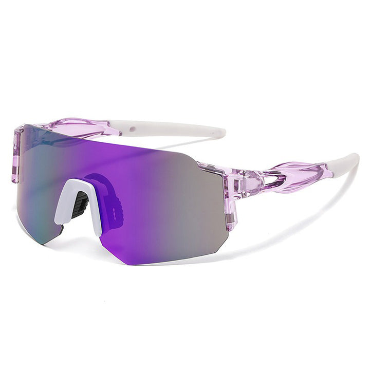 Unisex nan Wraparound sports sunglasses with mirrored one-piece visor and flexible plastic temple Kalsten