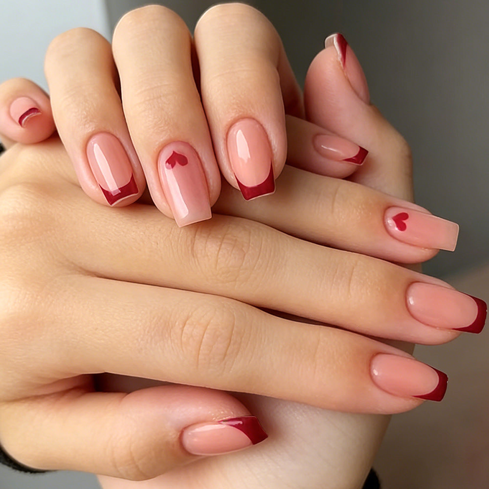 Heart-Embellished Press-On Nails Kalsten