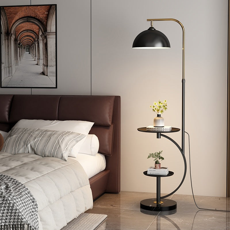 Adjustable Height Floor Lamp with Side Table
