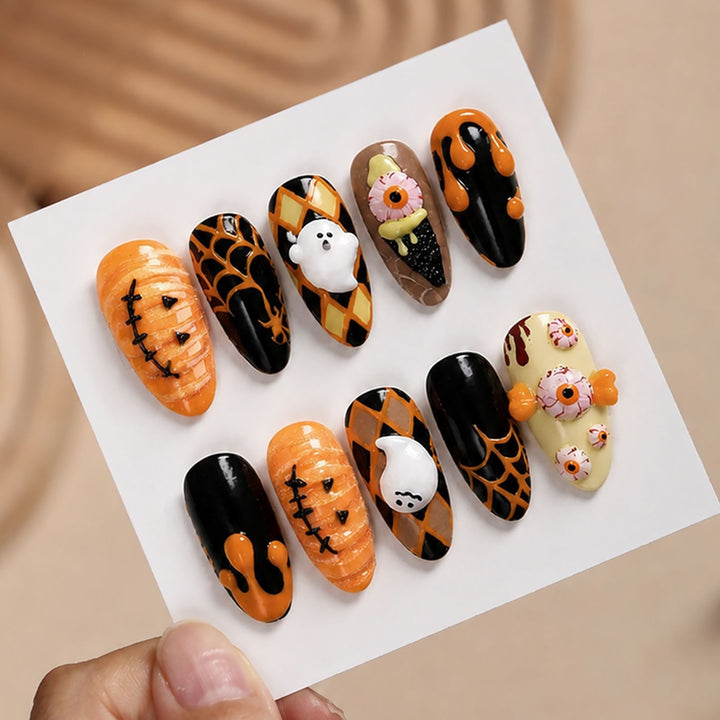 Creative nail art set with unique Halloween designs Kalsten