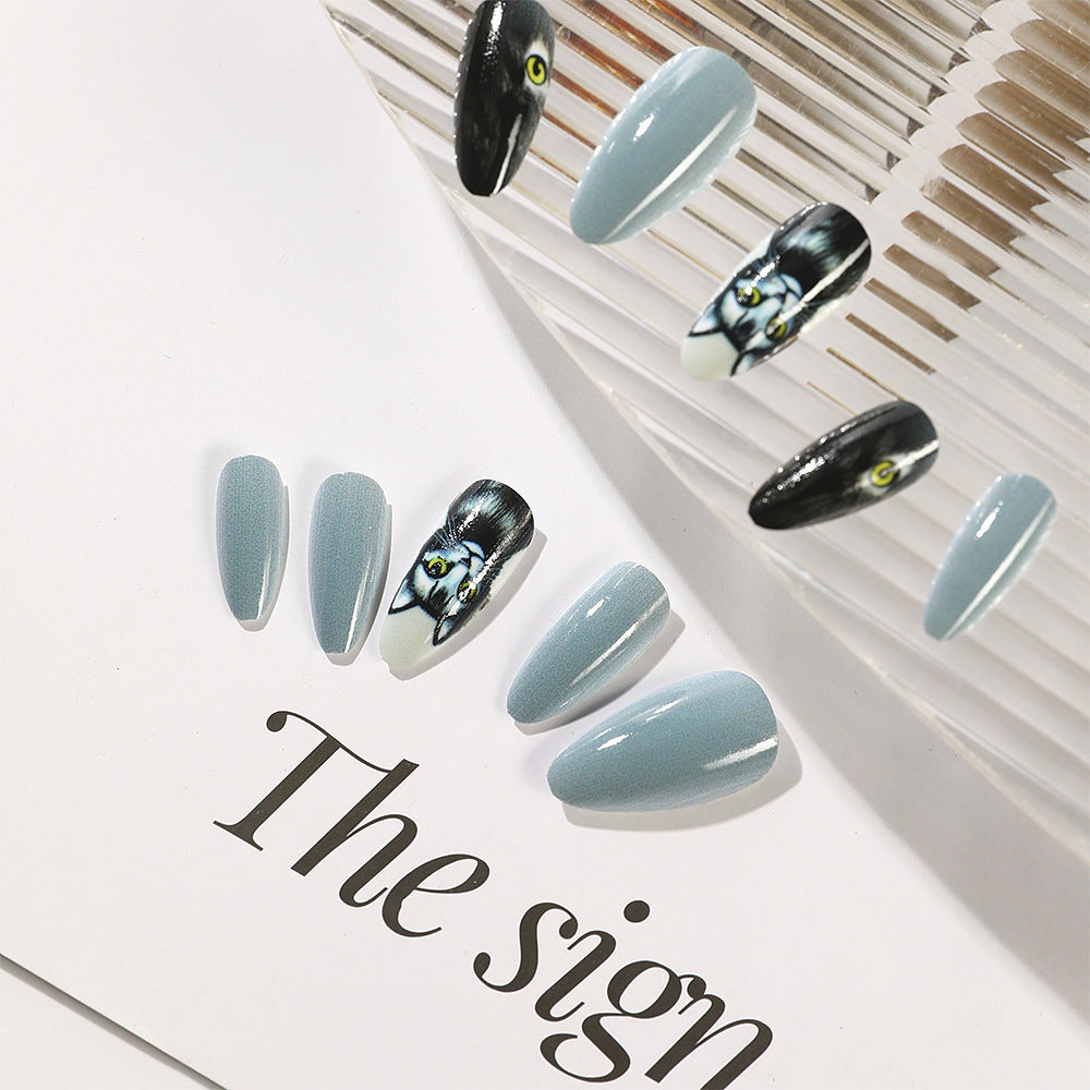 Stylish cat motif artificial nails Kalsten