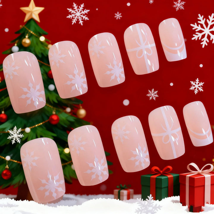 Elegant Holiday-Themed Acrylic Nail Art Enhancements Kalsten