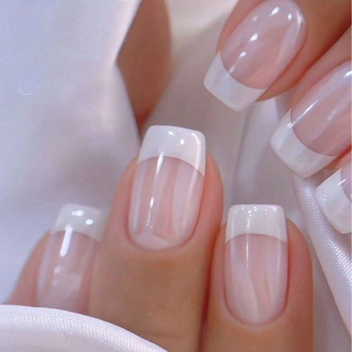 Elegant French Tip Acrylic Press-On Nails Kalsten