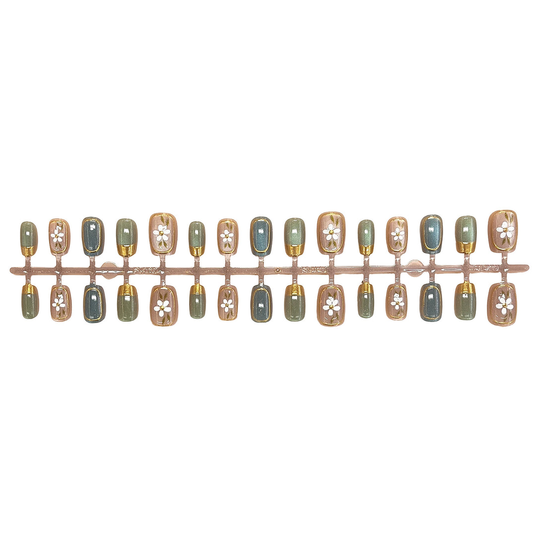 Floral Accent Press-On Nail Art Set Kalsten
