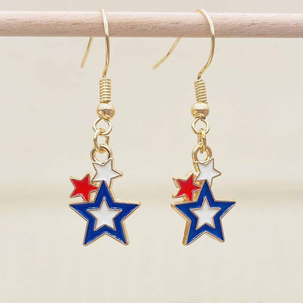 Women's filigree drop earrings with enameled flag pendants and metal hook closure Kalsten