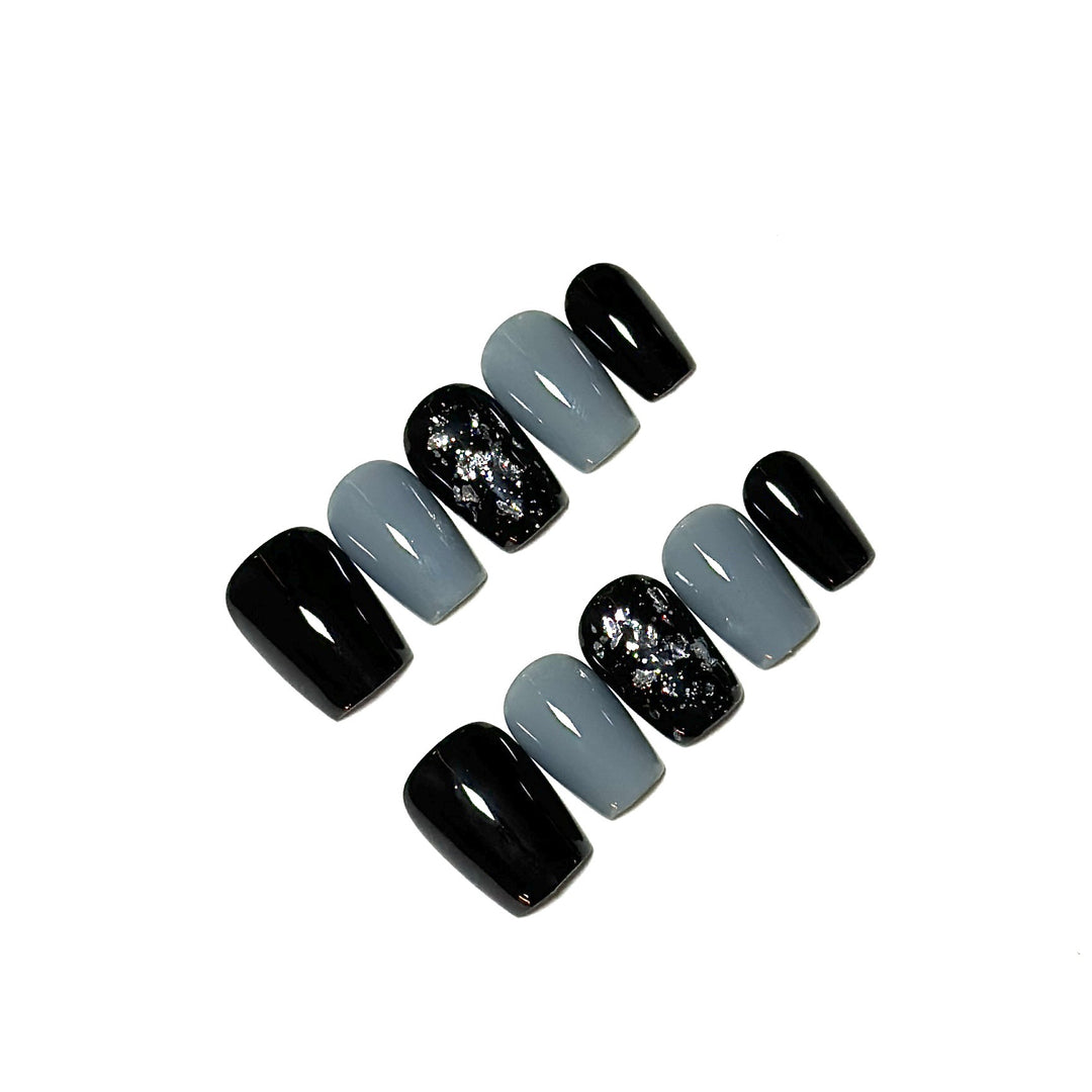 Artistic Press-On Nail Set with Glamorous Designs