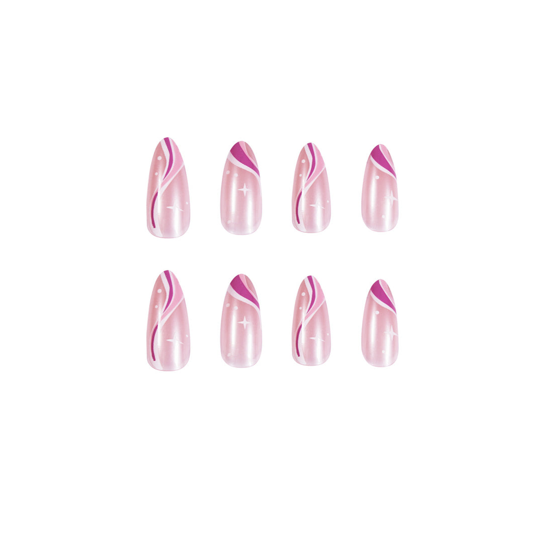 Elegant artistic nail extensions with delicate gradient and accented lines Kalsten