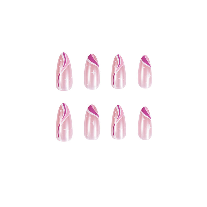 Elegant artistic nail extensions with delicate gradient and accented lines Kalsten