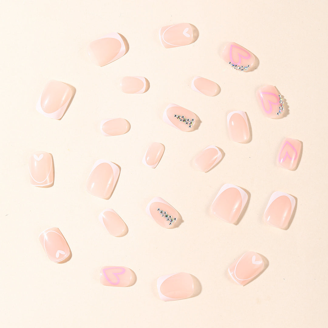 Heart-Accent Gel Nail Art Extensions Kalsten