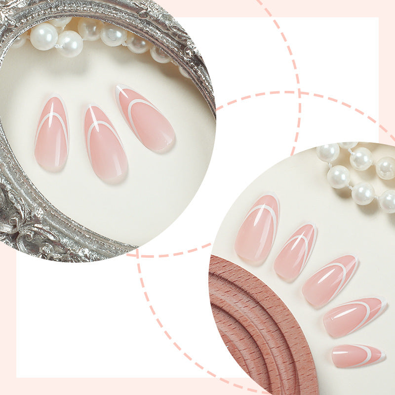 Designer Press-On Nail Set with Elegant Geometric Patterns kalsten