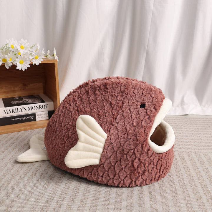 Cozy Fish-Shaped Cat Cave   Dog Bed